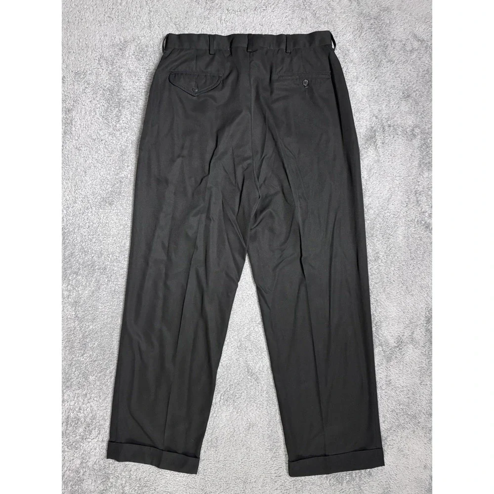 VTG Polo Golf Ralph Lauren Pleated Pants Men's 34x30 Black Cuffed Hem Ivy League